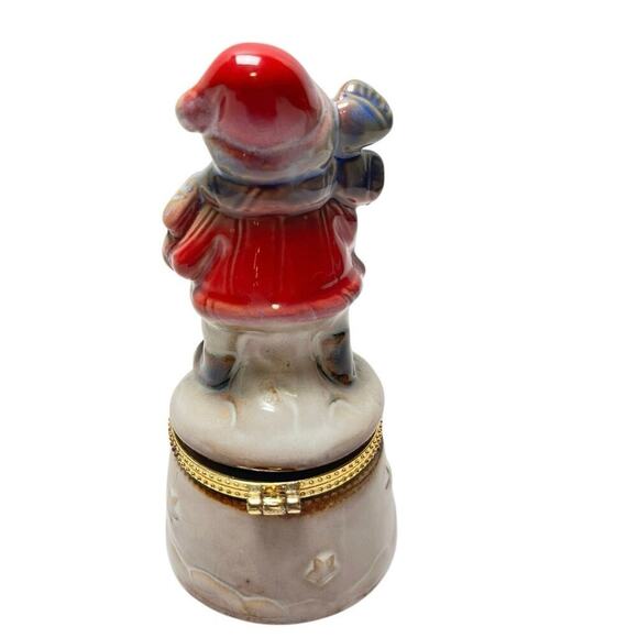 Snowman Trinket Box Porcelain - Picture 2 of 4